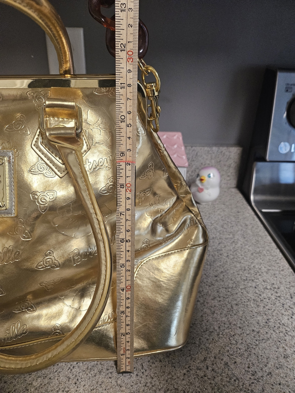 Rare Vintage Y2K Betseyville by Betsey Johnson Metallic Gold Kiss-Lock Bag ✨ - Picture 8 of 16